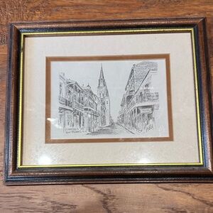 Framed Sketch of New Orleans Street